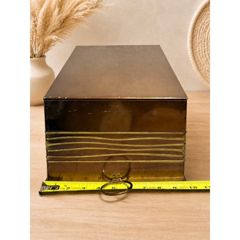 Harry & David Rubbed Bronze 13" Rectangle Box Metal Basket Gift Home Decor